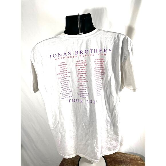 Jonas Brothers 2019 Tour Tee White Gildan Softstyle L - Picture 2 of 7